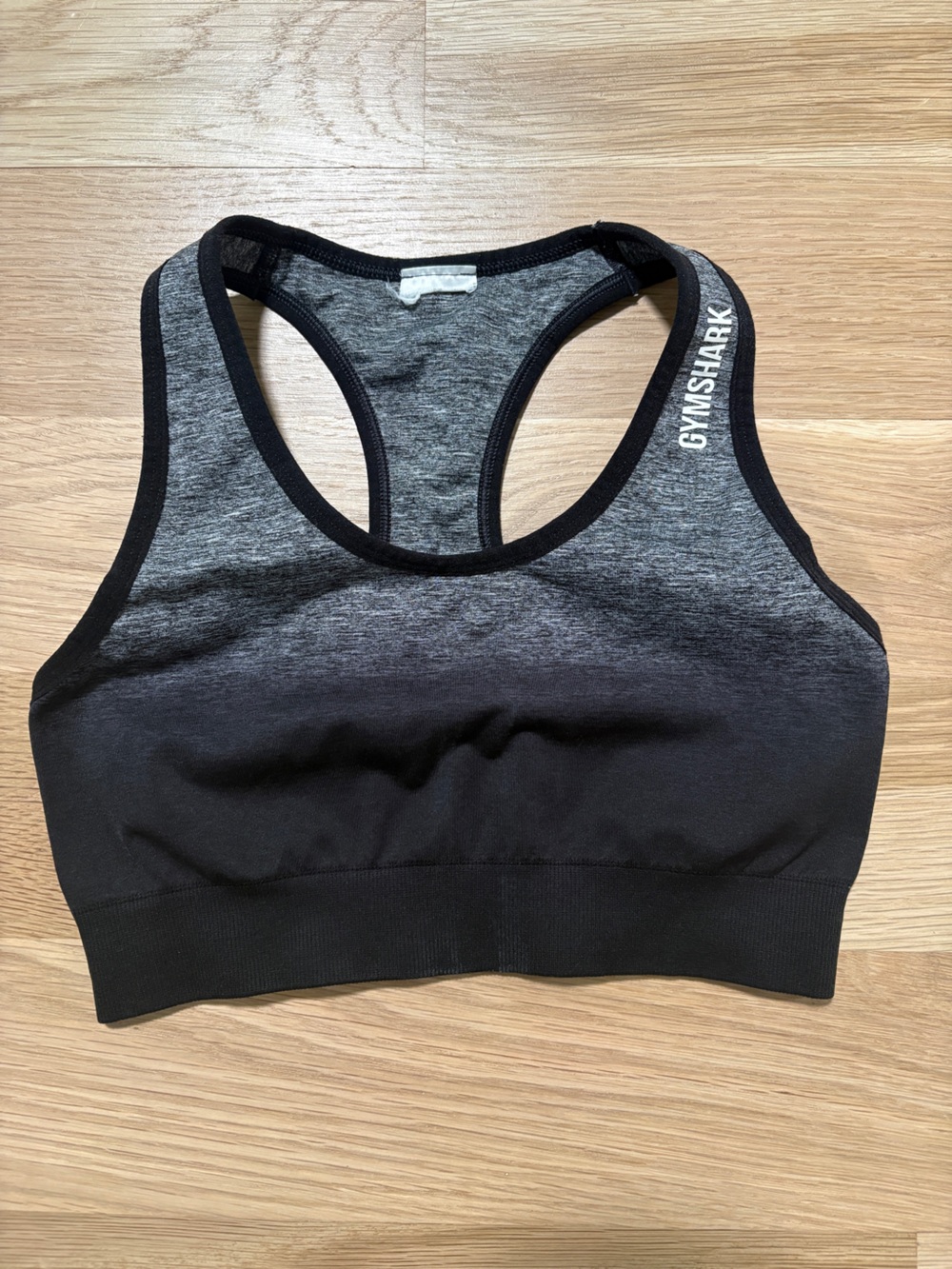 Gymshark Black and Heather Gray Ombre Racerback Sports Bra